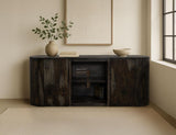 2 Door 80 Inch TV Stand | Mango & Teak Wood Black Balam