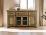 3 Drawer 4 Door Console - Farmhouse Style Solid Pine Wood