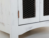 2 Metal Mesh Doors End Table | Pueblo White Rustic Pine