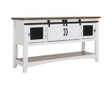 Pueblo White Sliding Door Sofa Table - Solid Pine Rustic