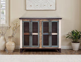4 Iron Mesh Door 48" Console - Rustic Antique Multicolor