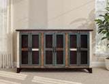 6 Iron Mesh Door 71" Console - Rustic Antique Multicolor