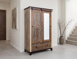 Antique Gentleman Chest with 2 Drawers & Sliding Door | Solid Pine
