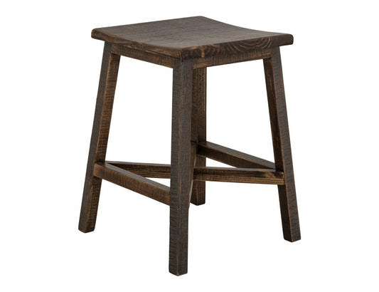24" Wooden Stool - Hand-Stained Pine Saddle Seat Bar Stool