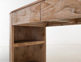 2 Drawer White Balam Mango & Teak Wood Desk - Modern Office