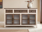 3 Drawer 4 Glass Door Console - Modern Mango Wood Furniture