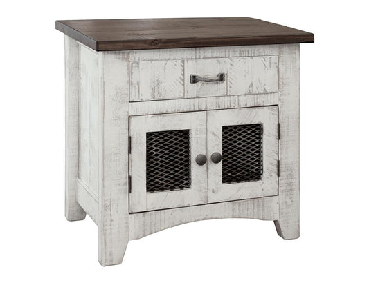 1 Drawer 2 Mesh Door Nightstand | Pueblo White Solid Pine