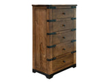 5 Drawer Chest - Parota Wood Collection with Metal Details