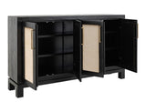 Solara 4 Door Console - Black Lacquer Melina Wood with Yucca Fiber