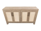 Solara 4 Door Console - White Lacquer Melina Wood with Yucca Fiber