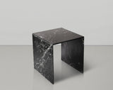 Lucca End Table - Handcrafted Marble Elegance with Art Deco Design and Fluted Base for Luxe Living