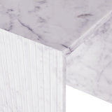 Lucca End Table - Handcrafted Marble Elegance with Art Deco Design and Fluted Base for Luxe Living