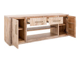 White Balam 80" TV Stand with Fireplace Insert | Mango & Teak