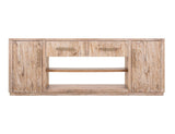 White Balam 80" TV Stand with Fireplace Insert | Mango & Teak