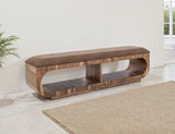 Upholstered Seat Bench with Storage - Balam Mango Wood Bench