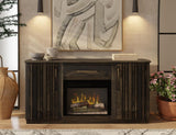 1 Drawer 2 Doors Fireplace TV Stand - Mango Wood Electric Fireplace