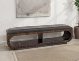 Upholstered Seat Bench with Storage - Balam Mango Wood Design