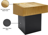 Palladium Iron Contemporary End Table - Luxe Matte Black Base with Textured Metallic Finish Design