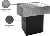 Palladium Iron Contemporary End Table - Luxe Matte Black Base with Textured Metallic Finish Design