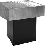 Palladium Iron Contemporary End Table - Luxe Matte Black Base with Textured Metallic Finish Design