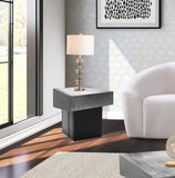 Palladium Iron Contemporary End Table - Luxe Matte Black Base with Textured Metallic Finish Design