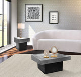 Palladium Iron Contemporary End Table - Luxe Matte Black Base with Textured Metallic Finish Design
