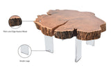 Woodland Acacia Wood Live-Edge Coffee Table with Acrylic Legs - Modern Style for Any Space