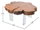 Woodland Acacia Wood Live-Edge Coffee Table with Acrylic Legs - Modern Style for Any Space