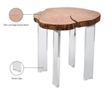 Woodland Live Edge Acacia Wood End Table with Acrylic Legs – Stunning Contemporary Home Accent!
