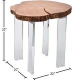 Woodland Live Edge Acacia Wood End Table with Acrylic Legs – Stunning Contemporary Home Accent!