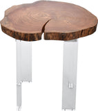 Woodland Live Edge Acacia Wood End Table with Acrylic Legs – Stunning Contemporary Home Accent!
