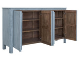 4 Door Console - Mango Wood Blue Finish | Xel Ha Collection
