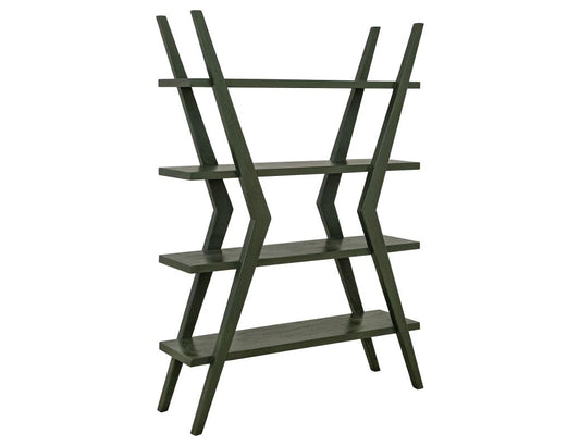 4-Shelf X-Shaped Étagère Moka Bookcase - Mango Wood Storage