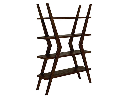 4 Shelf X-Shaped Étagère Bookcase - Moka Mango Wood Display
