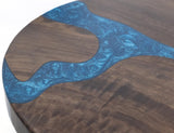 Zaphiro Chairside Table - Artisan Wood & Sapphire Epoxy Design