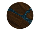 Zaphiro Chairside Table - Artisan Wood & Sapphire Epoxy Design