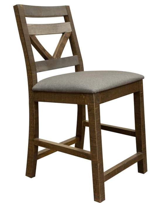 Loft Brown 24" Barstool - Pine Wood with Backrest