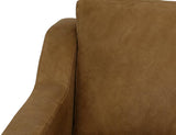Zaphiro Sofa | Modern Camel Poly Suede Sofa with Wood Base