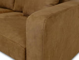 Zaphiro Sofa | Modern Camel Poly Suede Sofa with Wood Base