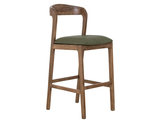 Silver Barstool 30" - Olive Green Upholstered Bar Stool