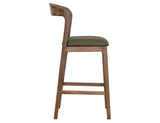 Silver Barstool 30" - Olive Green Upholstered Bar Stool