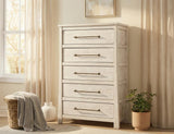 White Roots 5 Drawer Chest | Rustic Mango Wood Farmhouse Dresser