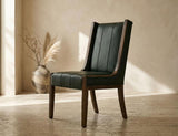 Balam Upholstered Chair - Forest Green Leather Dining Chair