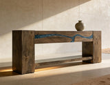 Zaphiro Solid Wood Console | Melina Wood & Sapphire Epoxy Inlay
