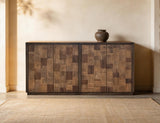 4 Door Console - Origin Console with Oak Geometric Design
