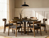 Silver Round Dining Table - Teak Wood with Resin River Design