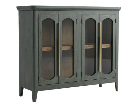 4 Door Console Table - Brava Transitional Design with Glass