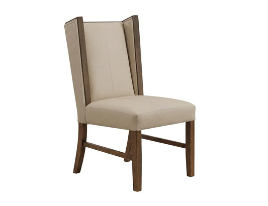 Silver Upholstered Chair | 100% Ivory Leather Wingback Dining
