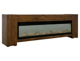 Console 94" Electric Fireplace | Teak Wood Entertainment Center