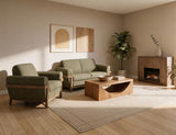 Mezquite Loveseat | Green Faux Leather Mid-Century Modern Sofa